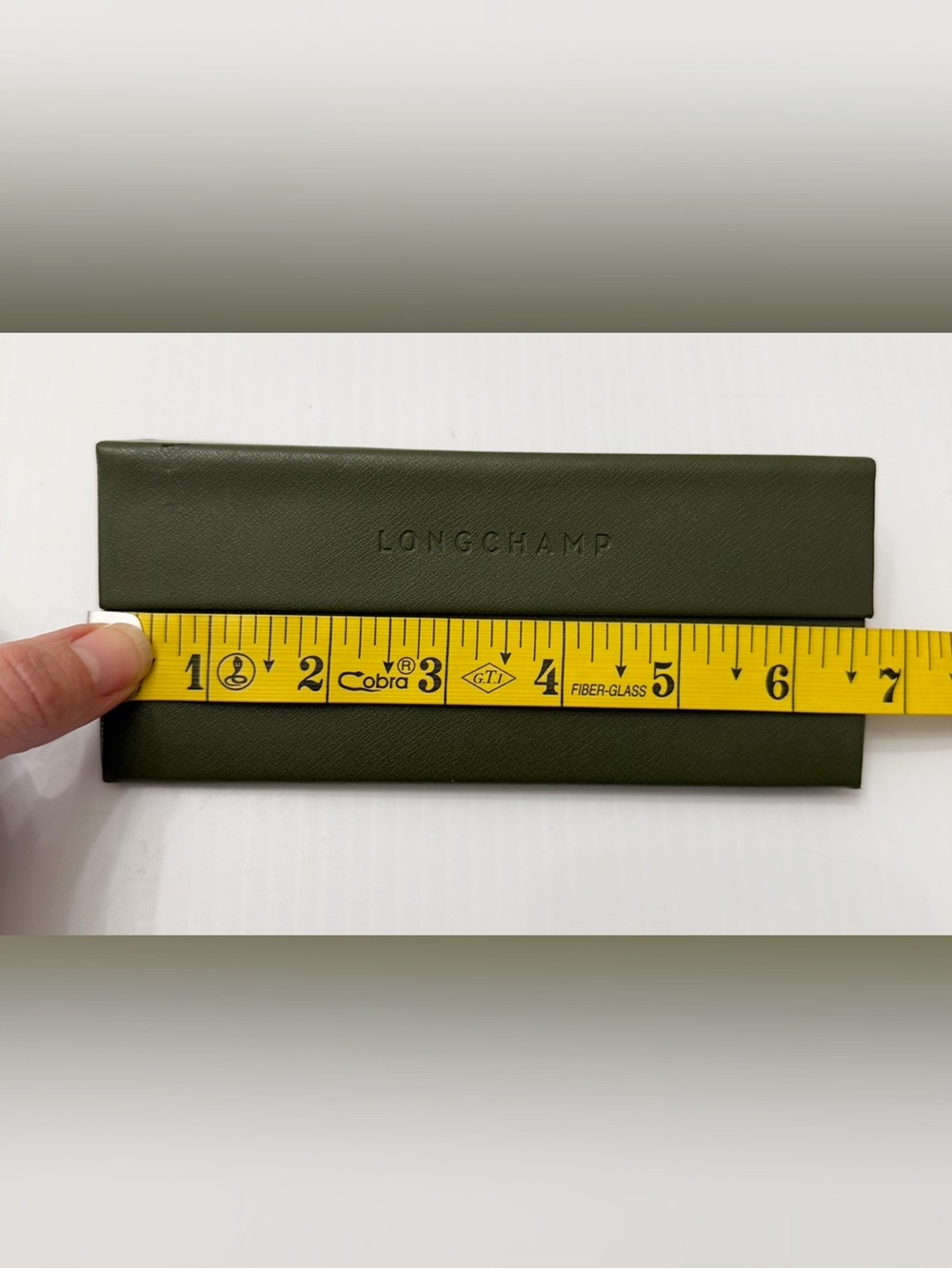 Longchamp Sunglass Eyeglass Case Olive Green Triangle Shape Lime Interior - Picture 8 of 10